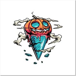 Halloween ice cream pumpkin Posters and Art